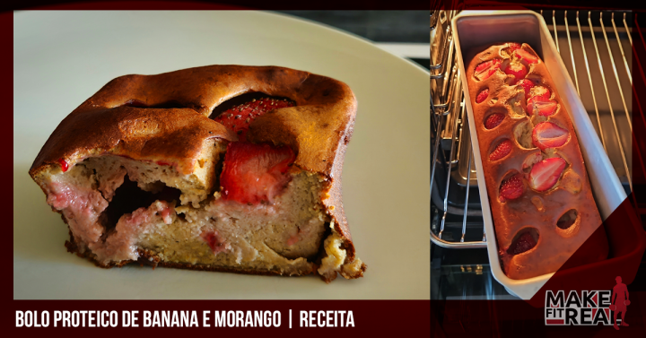 Bolo Proteico de banana e morango | Receita